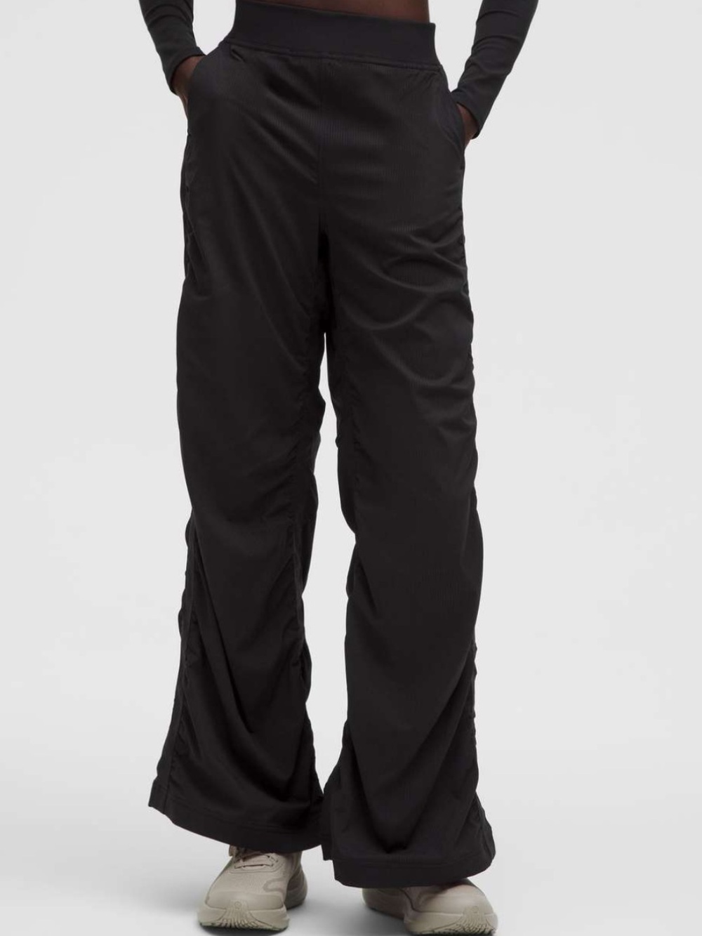 New 2025 Lululemon Luxtreme Ruched High-Rise Wide-Leg Pants, black, Size S